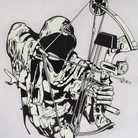Grim Reaper Hunter Deer Bow Arrow Cam Car Truck Laptop Glow Vinyl Decal Sticker - Picture 3 of 3